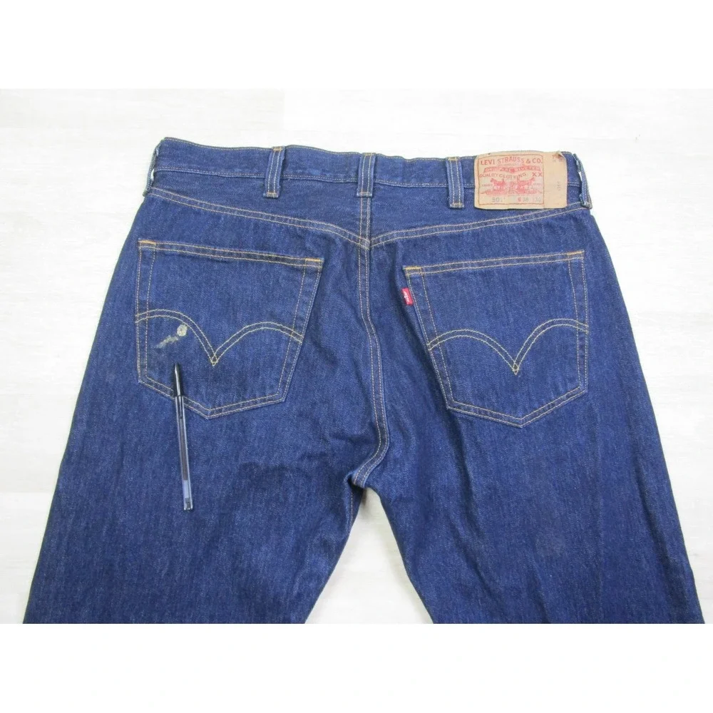 Vintage Levi's 501 WPL 423 Button Fly Blue Dark Wash Jeans Men's Size W38‎ L30